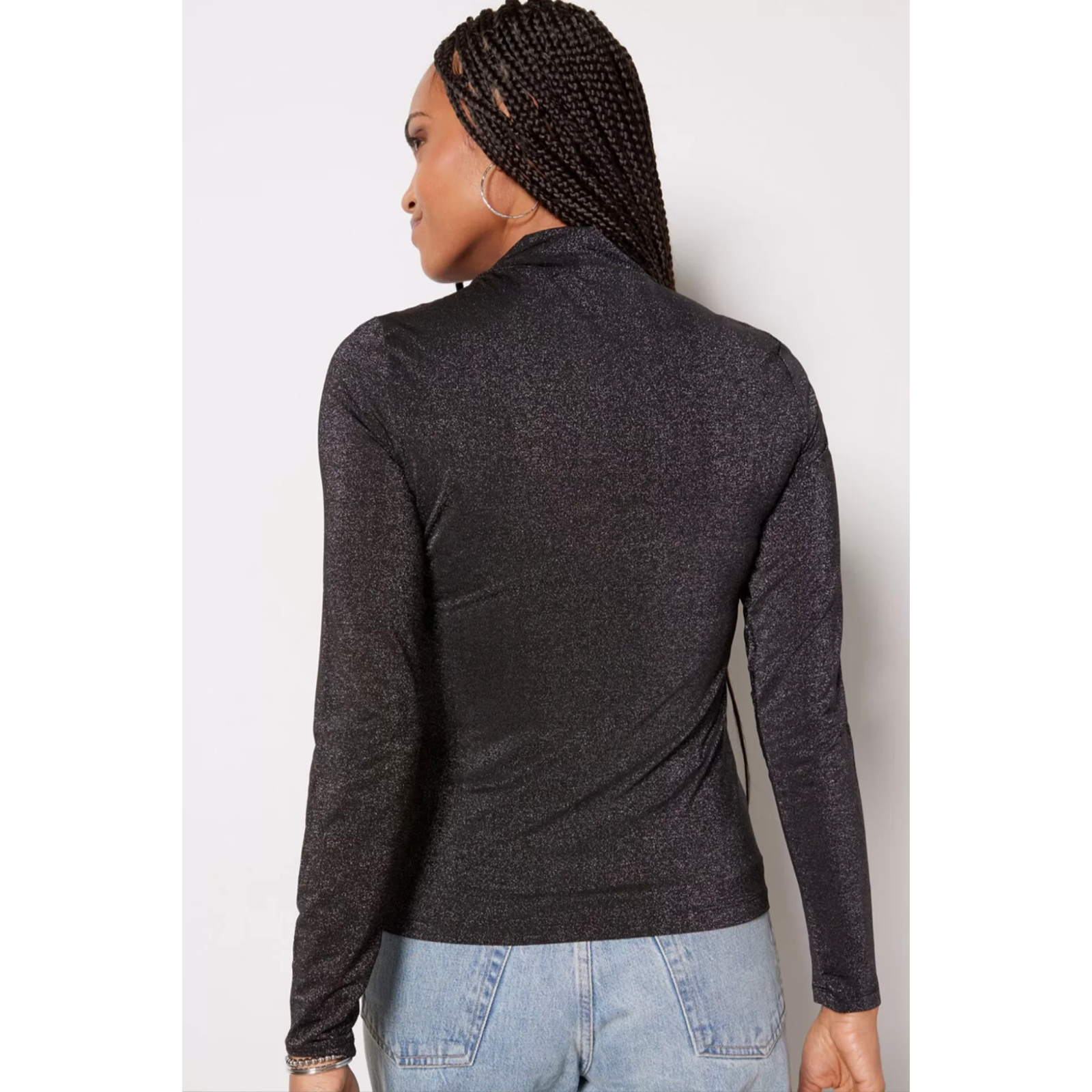 Evereve Nwt Metallic Gray Robbie Lurex Turtleneck Blouse // Xs — image 3 of 8